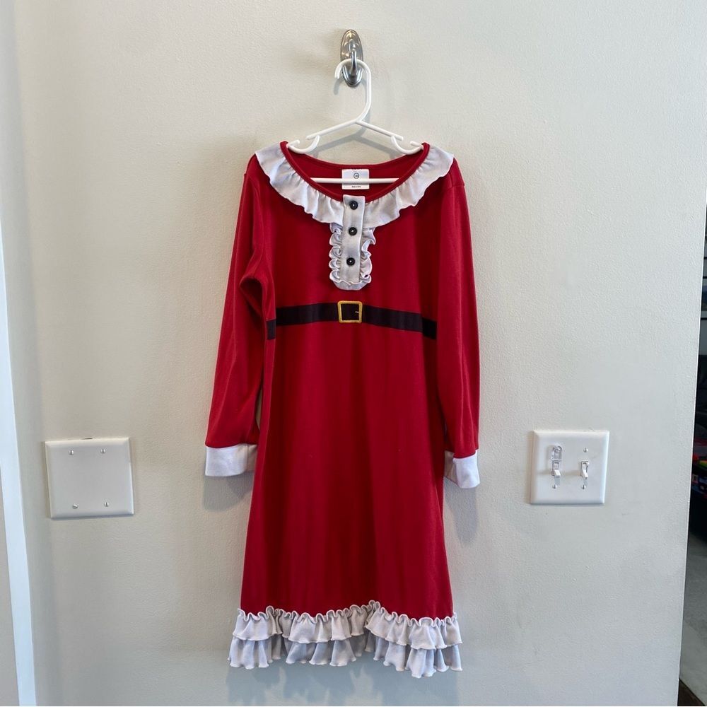 Hanna Andersson Christmas Nightgown Elf Santa Mrs.Claus Red Size 130 8 Ruffle